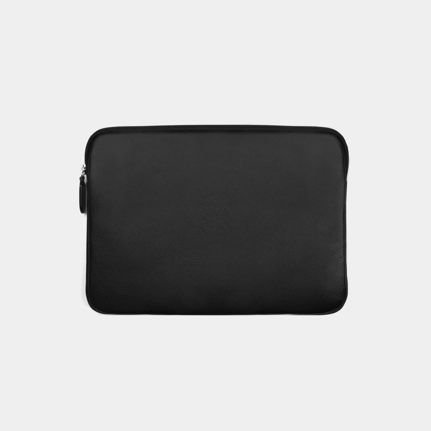 Fine grain leather laptop case with nylon zip and slip pocket on the inside