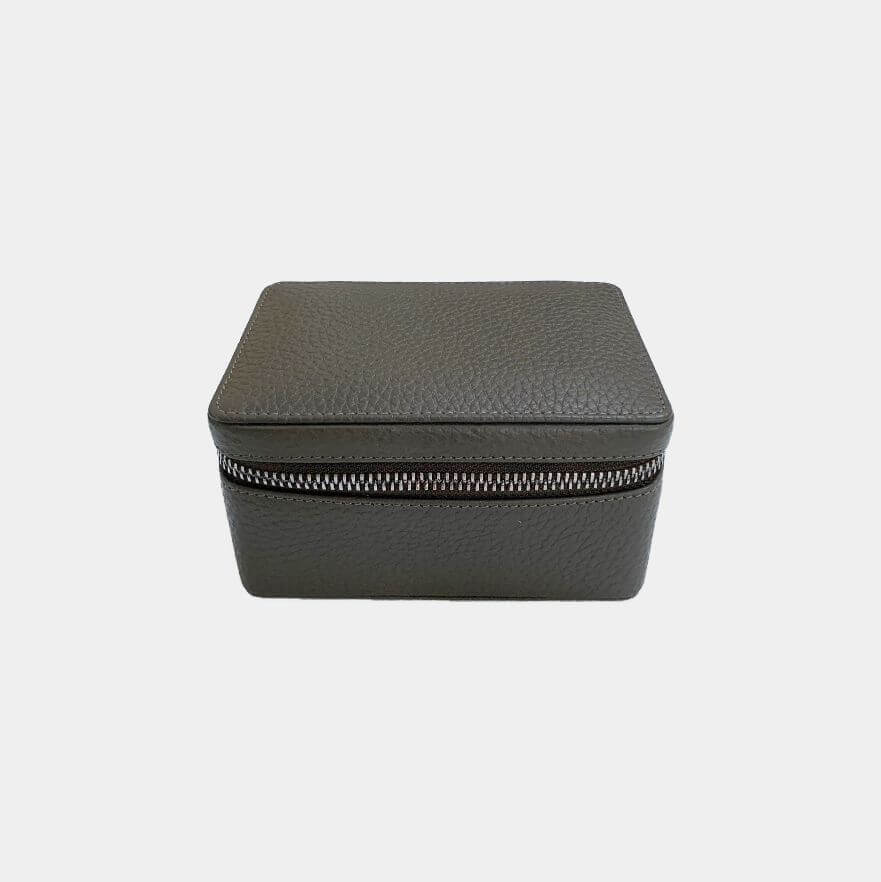 Fine grain leather medium rectangular dual watch box and jewellery case, branded with your company logo