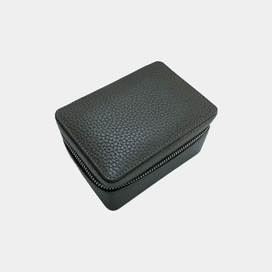 Fine grain leather medium rectangular dual watch box and jewellery case, branded with your company logo